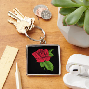 Red rose 2 key ring