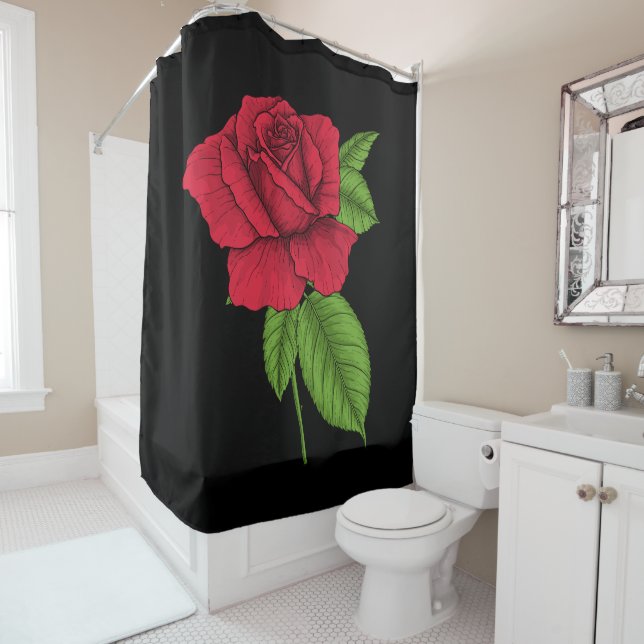 Red rose 2 shower curtain (In Situ)