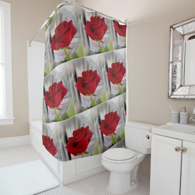 Red rose 2 shower curtain (In Situ)