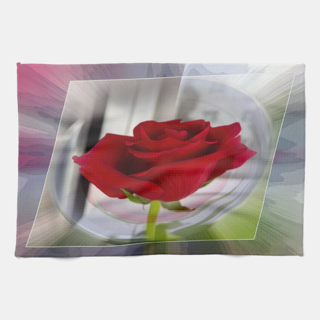 Red rose 2 tea towel (Horizontal)