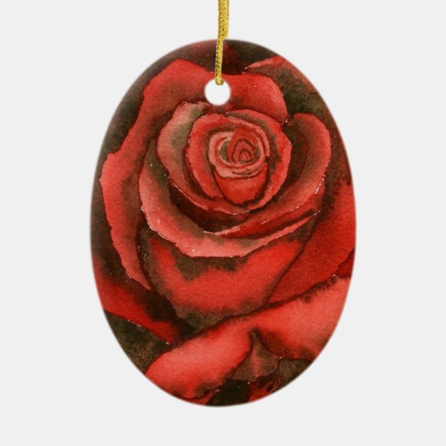 "Red Rose #3" Floral Ornament (Front)