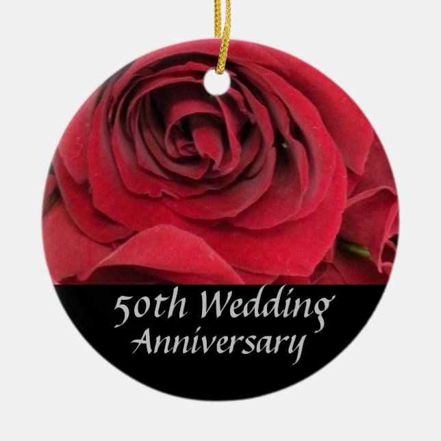 Red Rose 50th Anniversary Tree Ornament (Front)