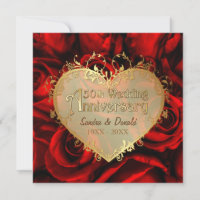 Red Rose 50th Wedding Anniversary -Square ver. 2