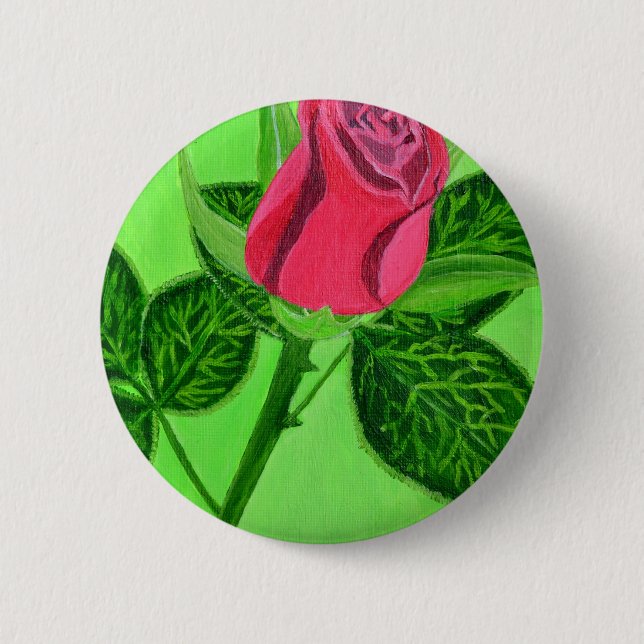 Red Rose 6 Cm Round Badge (Front)
