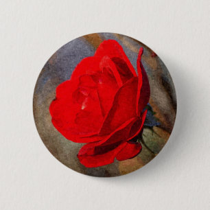 Red Rose 6 Cm Round Badge