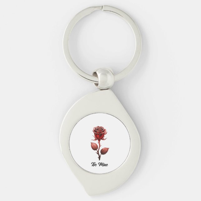 Red. Rose Acrylic Keychain (Front)