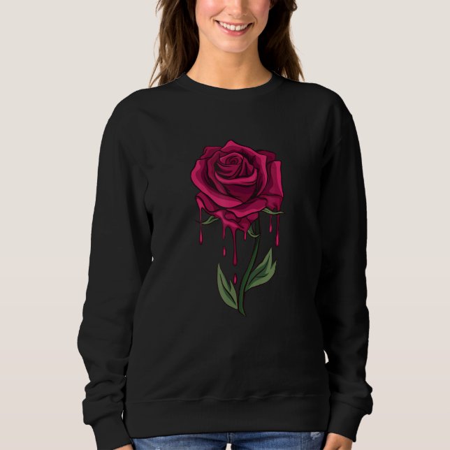 Red Rose Aesthetic Soft Grunge Clothes Punk Goth E Sweatshirt (Front)