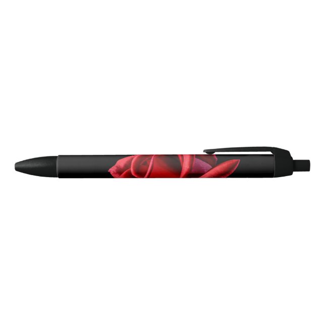 Red Rose Against Black Background Ink Pen (Top)