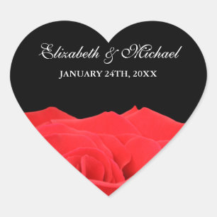 Red Rose and Black Wedding Favour Label