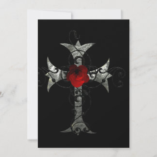 Red Rose and Cross Gothic Bridal Shower Invitation