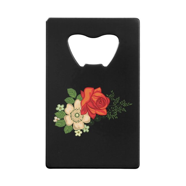 Red Rose and Daisies Black Background (Front)