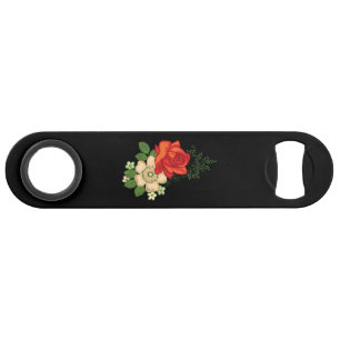 Red Rose and Daisies Black Background