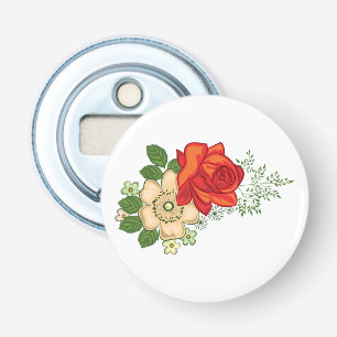 Red Rose and Daisies Bottle Opener