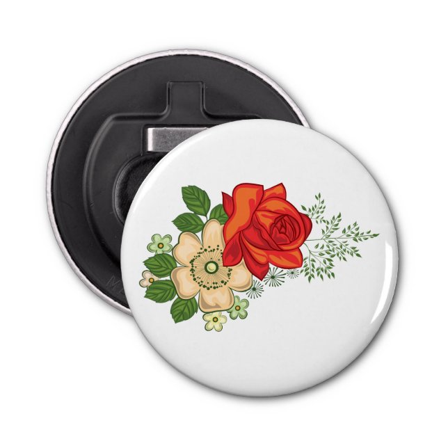 Red Rose and Daisies Bottle Opener (Front)