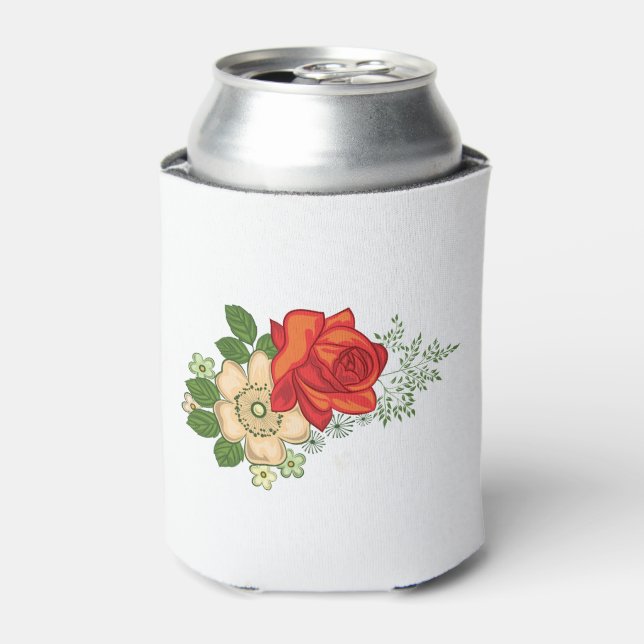 Red Rose and Daisies Can Cooler (Can Front)