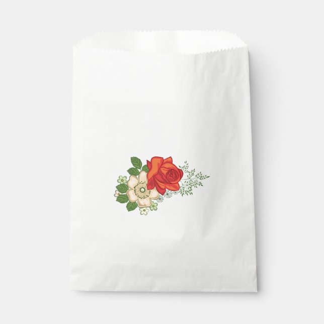 Red Rose and Daisies Favour Bags (Front)