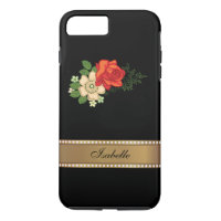 Red Rose and Daisies Gold Personalised Name