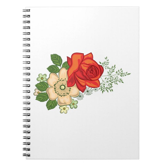 Red Rose and Daisies Notebook (Front)