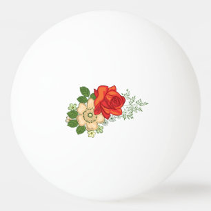 Red Rose and Daisies Ping Pong Ball