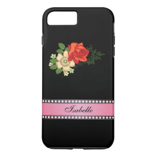 Red Rose and Daisies Pink Personalised Name Case-Mate iPhone Case