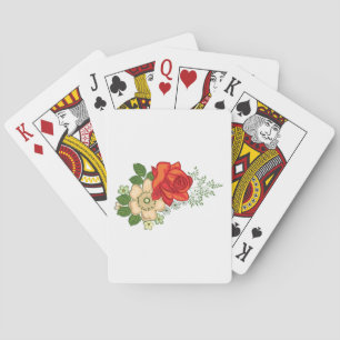 Red Rose and Daisies Playing Cards