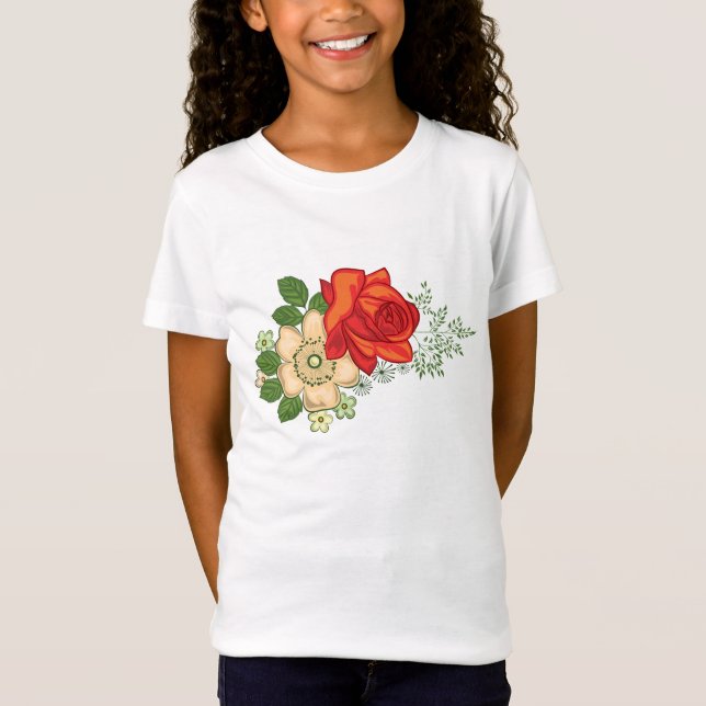 Red Rose and Daisies T-Shirt (Front)