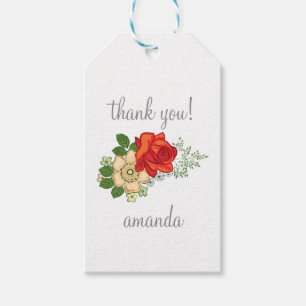 Red Rose and Daisies Thank You Gift Tags