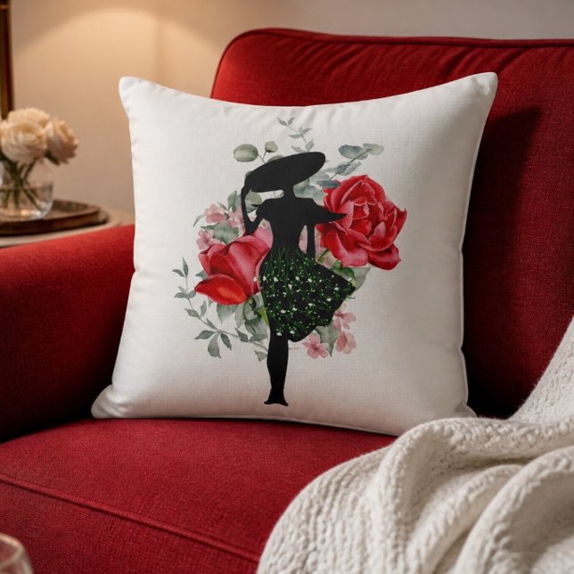 Red Rose and Fashion Throw Pillow (Creator Uploaded)