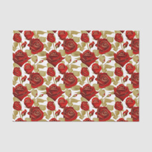 Red Rose And Gold Tissue Paper