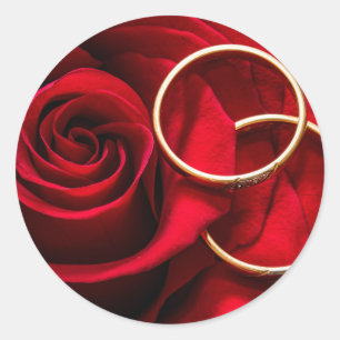 Red Rose and Wedding Rings Stickers