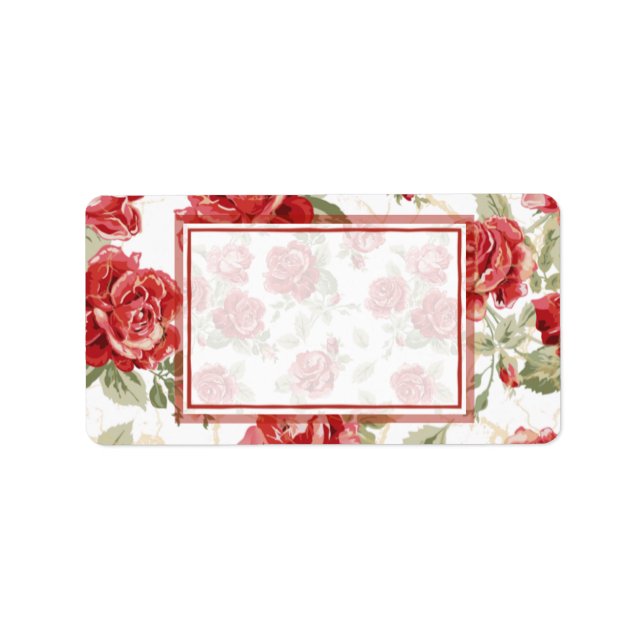 Red rose and white classic print label (Front)
