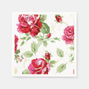 Red rose and white classic print napkins