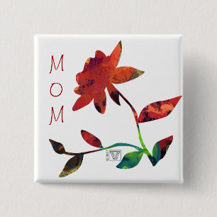 Red Rose Art MOM 15 Cm Square Badge