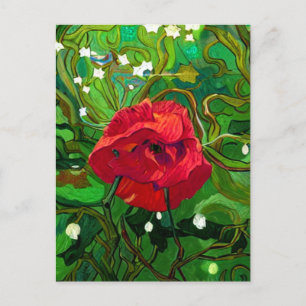 RED ROSE ART POSTCARD