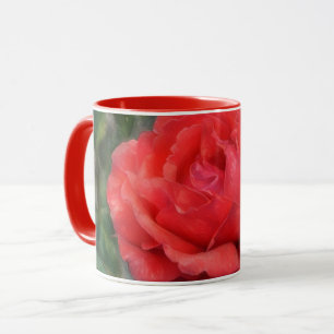Red Rose Artsy Flower Floral Mug