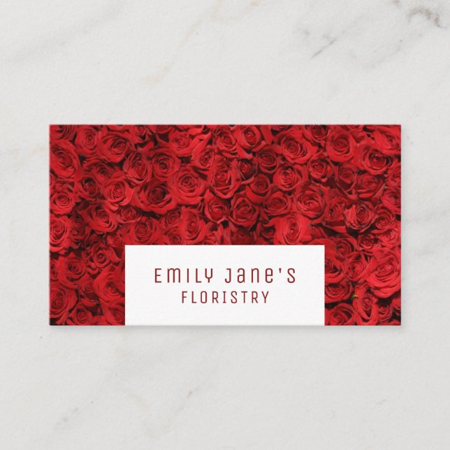 Red Rose Background, Floristry Business Card (Front)