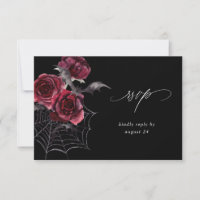 Red Rose & Bat Halloween Party w Meal RSVP Black