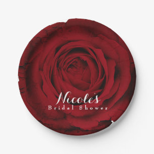 Red Rose Beautiful Floral Elegant Party Custom Paper Plate