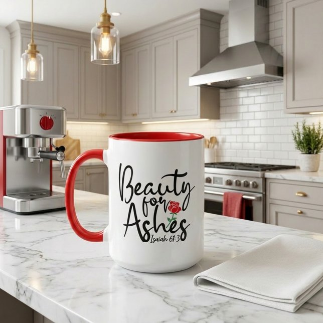 Red Rose Beauty For Ashes Isaiah 61:3 Mug (Creator Uploaded)