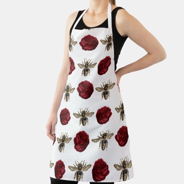 Red Rose Bee Series Design 17  Apron (Insitu)