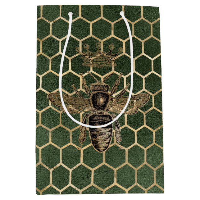 Red Rose Bee Series Design 1 Medium Gift Bag (Front)