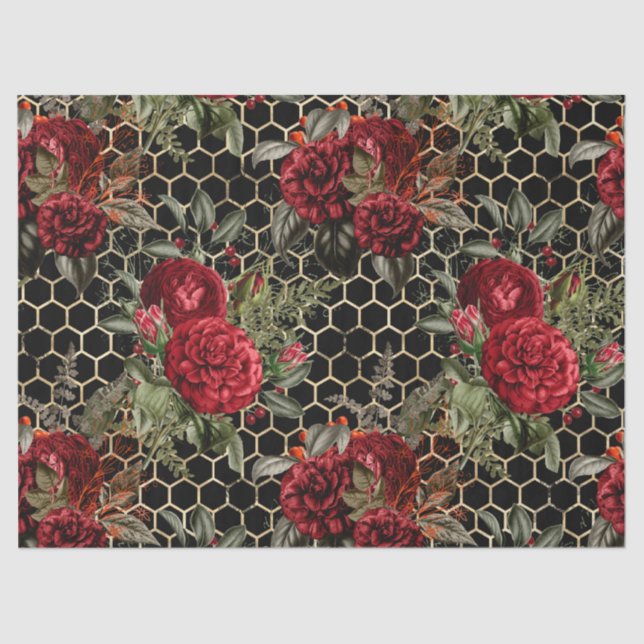 Red Rose Bee Series Design 60 Tissue Paper (Front)