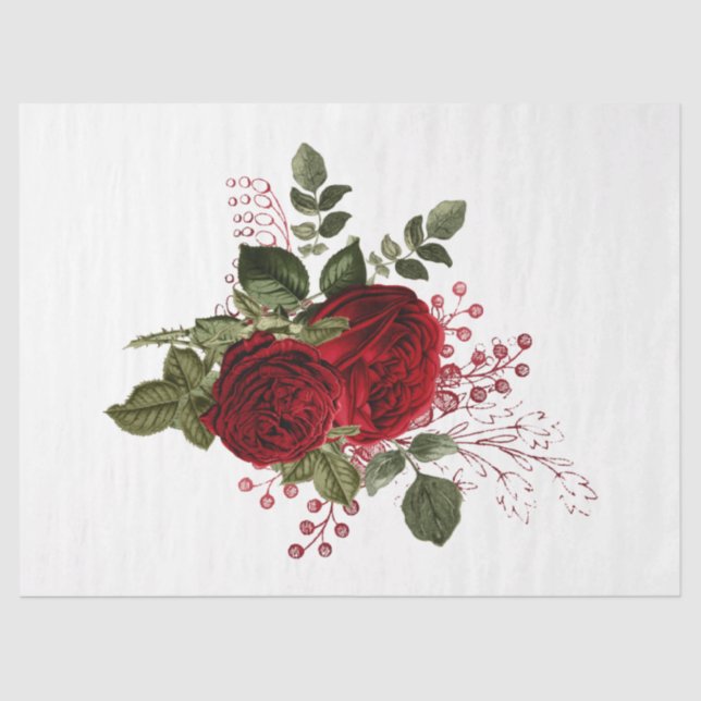 Red Rose Bee Series Design 71 Tissue Paper (Front)