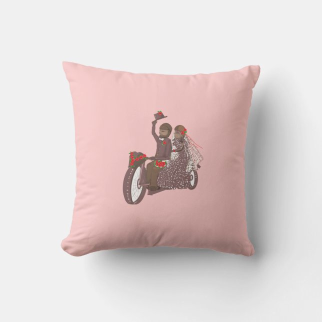 Red Rose Biker Wedding Products Pillows (Front)