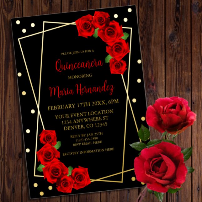 Red Rose Black and Gold Quinceañera (Creator Uploaded)