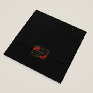 Red Rose Black and Gold Quinceañera Square Sticker