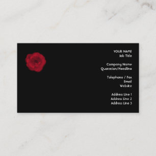 Red Rose. Black Background. Business Card