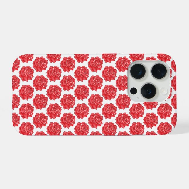 Red Rose Black Floral Pattern iPhone Case (Back Horizontal)