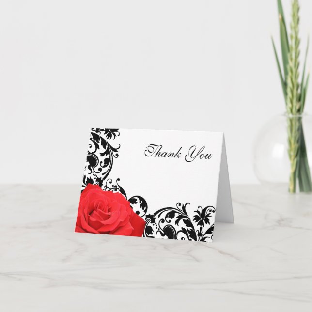 Red Rose Black Flourish Thank You (Front)