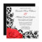 Red Rose Black Flourish Wedding Invitations